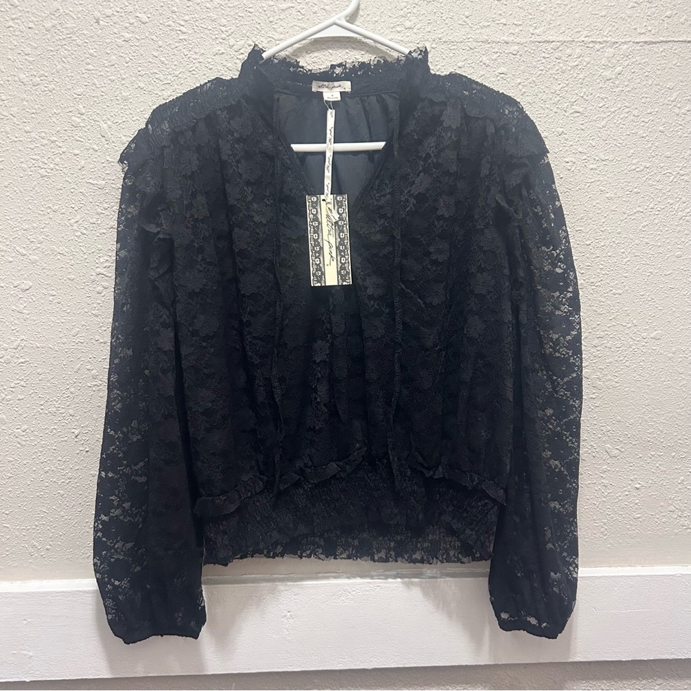 Ultra Pink NWT Black Lace Blouse